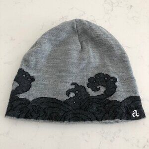 Ambler Outdoor Activewear Casual 100% Merino Wool Hat Whimsical Print Gry Sz OS